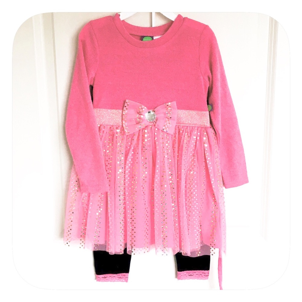 🌀SALE! 💗Girls Pink & Black Sparkle Outfit Set
